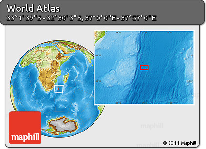 Physical Location Map of the Area around 32° 45' 51" S, 37° 28' 30" E