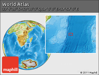 Physical Location Map of the Area around 32° 45' 51" S, 37° 28' 30" E