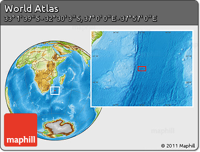 Physical Location Map of the Area around 32° 45' 51" S, 37° 28' 30" E