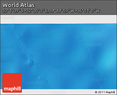 Physical 3D Map of the Area around 32° 45' 51" S, 37° 19' 30" W