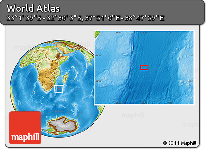Physical Location Map of the Area around 32° 45' 51" S, 38° 19' 30" E