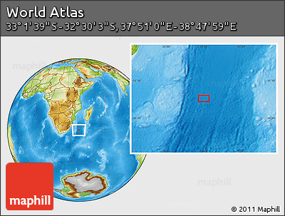 Physical Location Map of the Area around 32° 45' 51" S, 38° 19' 30" E