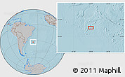 Gray Location Map of the area around 32° 45' 51" S, 38° 10' 29" W, hill shading