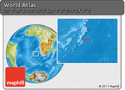 Physical Location Map of the Area around 32° 45' 51" S, 3° 28' 30" E