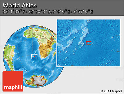 Physical Location Map of the Area around 32° 45' 51" S, 3° 28' 30" E