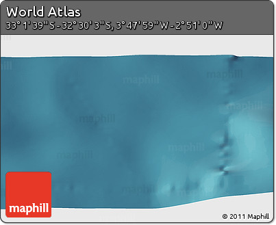 Satellite 3D Map of the Area around 32° 45' 51" S, 3° 19' 30" W