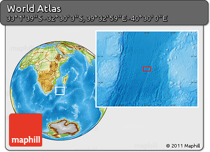 Physical Location Map of the Area around 32° 45' 51" S, 40° 1' 29" E