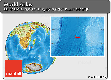 Physical Location Map of the Area around 32° 45' 51" S, 40° 52' 30" E