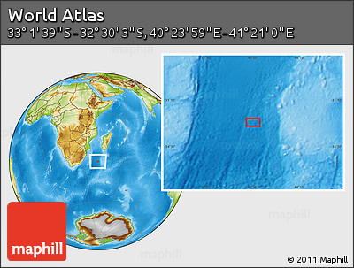 Physical Location Map of the Area around 32° 45' 51" S, 40° 52' 30" E