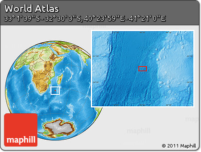 Physical Location Map of the Area around 32° 45' 51" S, 40° 52' 30" E