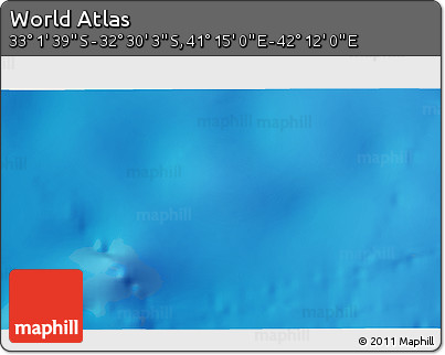 Shaded Relief 3D Map of the Area around 32° 45' 51" S, 41° 43' 30" E