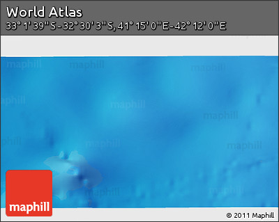 Shaded Relief 3D Map of the Area around 32° 45' 51" S, 41° 43' 30" E