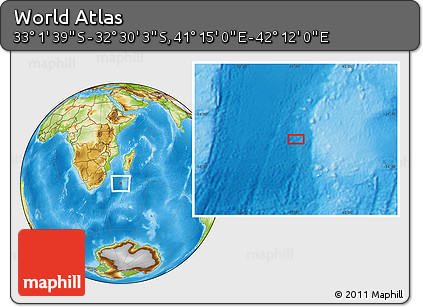 Physical Location Map of the Area around 32° 45' 51" S, 41° 43' 30" E