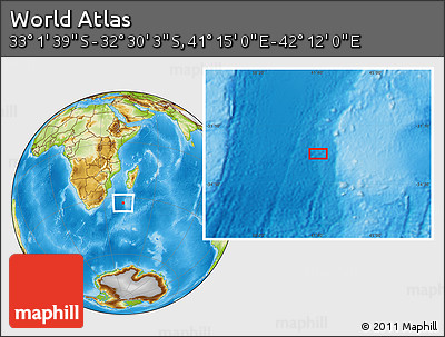 Physical Location Map of the Area around 32° 45' 51" S, 41° 43' 30" E