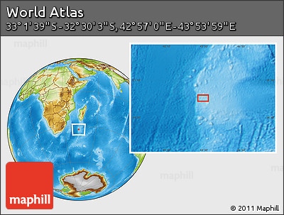 Physical Location Map of the Area around 32° 45' 51" S, 43° 25' 29" E