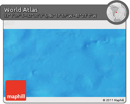 Physical 3D Map of the Area around 32° 45' 51" S, 45° 49' 30" W