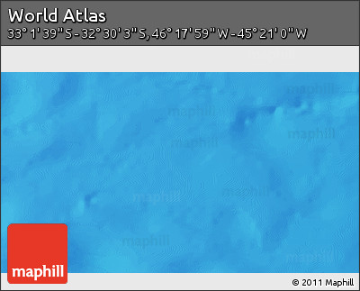 Physical 3D Map of the Area around 32° 45' 51" S, 45° 49' 30" W