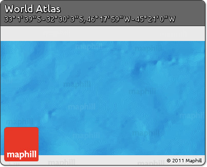 Physical 3D Map of the Area around 32° 45' 51" S, 45° 49' 30" W