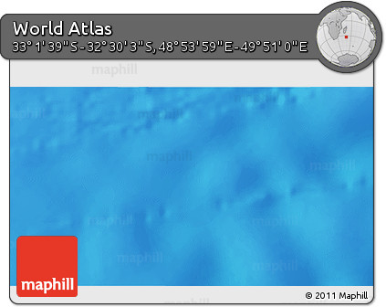 Physical 3D Map of the Area around 32° 45' 51" S, 49° 22' 30" E