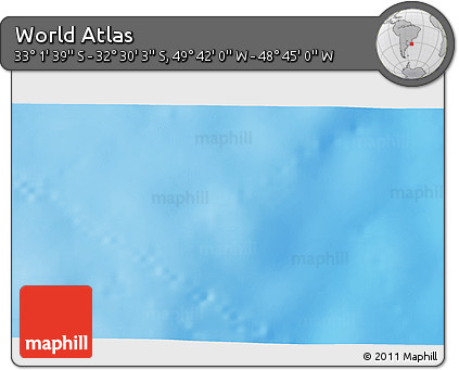 Shaded Relief 3D Map of the Area around 32° 45' 51" S, 49° 13' 30" W