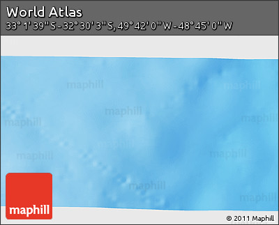 Shaded Relief 3D Map of the Area around 32° 45' 51" S, 49° 13' 30" W