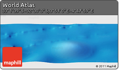 Physical Panoramic Map of the Area around 32° 45' 51" S, 4° 19' 30" E