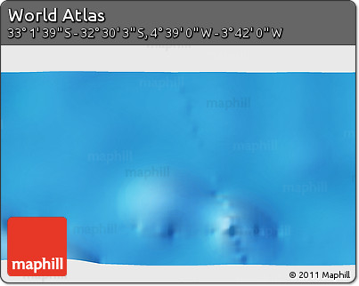 Physical 3D Map of the Area around 32° 45' 51" S, 4° 10' 30" W