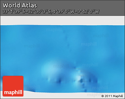 Shaded Relief 3D Map of the Area around 32° 45' 51" S, 4° 10' 30" W