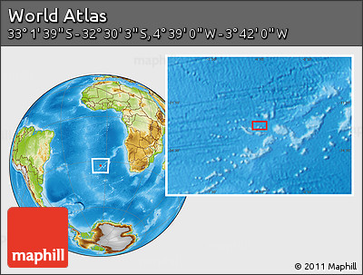 Physical Location Map of the Area around 32° 45' 51" S, 4° 10' 30" W