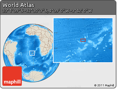 Shaded Relief Location Map of the Area around 32° 45' 51" S, 4° 10' 30" W