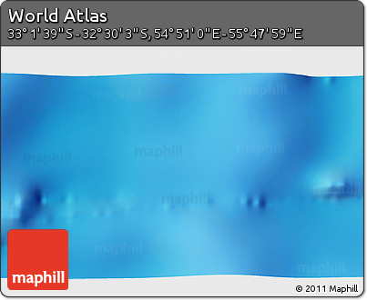 Physical 3D Map of the Area around 32° 45' 51" S, 55° 19' 30" E