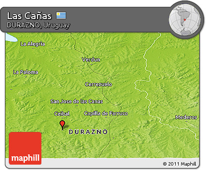 Physical Panoramic Map of Las Cañas