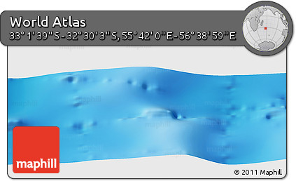 Physical Panoramic Map of the Area around 32° 45' 51" S, 56° 10' 29" E