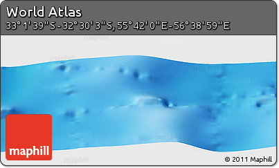 Physical Panoramic Map of the Area around 32° 45' 51" S, 56° 10' 29" E