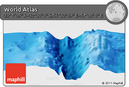 Physical Panoramic Map of the Area around 32° 45' 51" S, 57° 1' 29" E