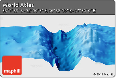 Physical Panoramic Map of the Area around 32° 45' 51" S, 57° 1' 29" E