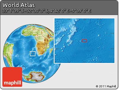 Physical Location Map of the Area around 32° 45' 51" S, 5° 10' 30" E