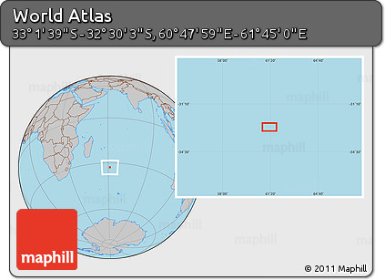 Gray Location Map of the Area around 32° 45' 51" S, 61° 16' 29" E