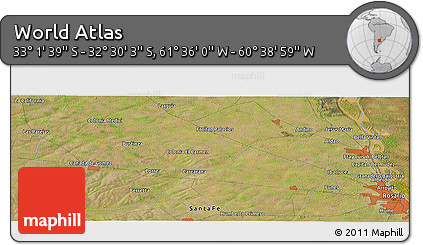 Satellite Panoramic Map of the Area around 32° 45' 51" S, 61° 7' 30" W