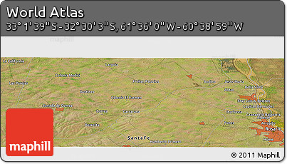 Satellite Panoramic Map of the Area around 32° 45' 51" S, 61° 7' 30" W