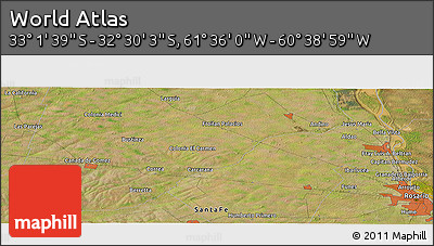 Satellite Panoramic Map of the Area around 32° 45' 51" S, 61° 7' 30" W