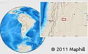 Shaded Relief Location Map of the area around 32° 45' 51" S, 67° 4' 29" W
