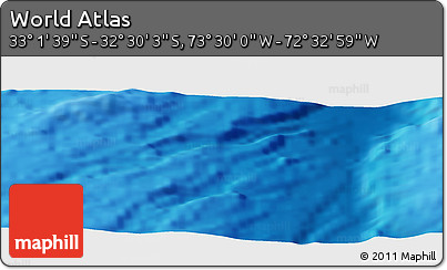 Shaded Relief Panoramic Map of the Area around 32° 45' 51" S, 73° 1' 30" W