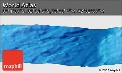Shaded Relief Panoramic Map of the Area around 32° 45' 51" S, 73° 1' 30" W