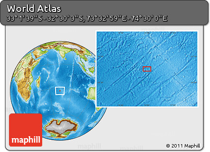 Physical Location Map of the Area around 32° 45' 51" S, 74° 1' 30" E
