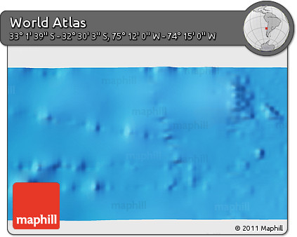Physical 3D Map of the Area around 32° 45' 51" S, 74° 43' 29" W
