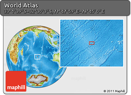 Physical Location Map of the Area around 32° 45' 51" S, 78° 16' 30" E