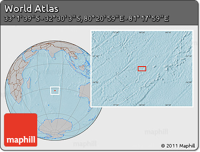 Gray Location Map of the Area around 32° 45' 51" S, 80° 49' 29" E, hill shading