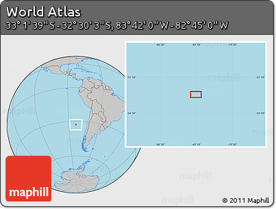 Gray Location Map of the Area around 32° 45' 51" S, 83° 13' 29" W