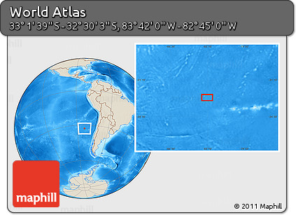 Shaded Relief Location Map of the Area around 32° 45' 51" S, 83° 13' 29" W